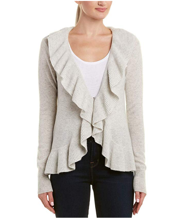 cashmere ruffle cardigan