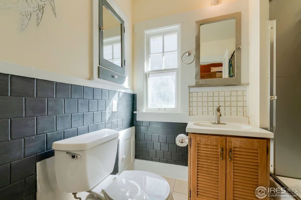 renovated bathroom with slate tile 