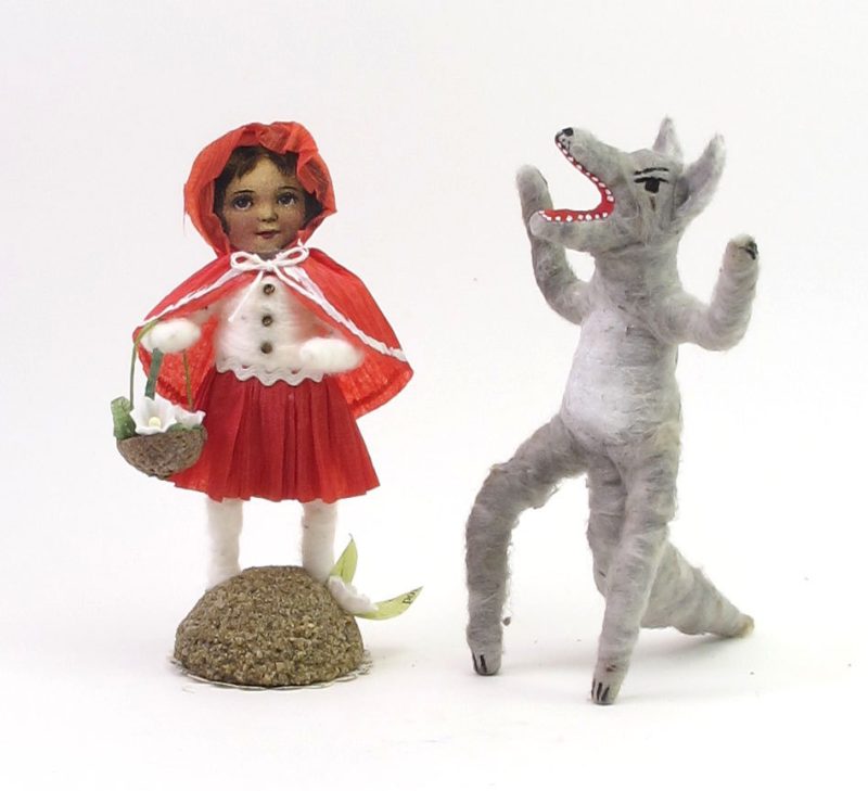 Little Red Riding Hood and the Big Bad Wolf Spun Cotton Fairy Tale Characters - Vintage by Crystal