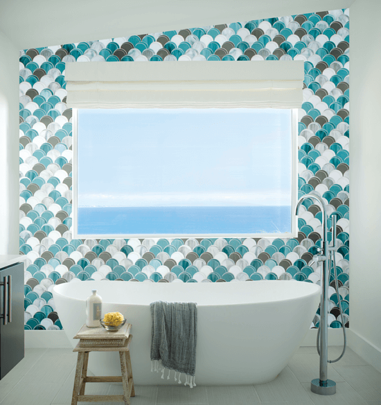 blue toned scale-patterned glass tile