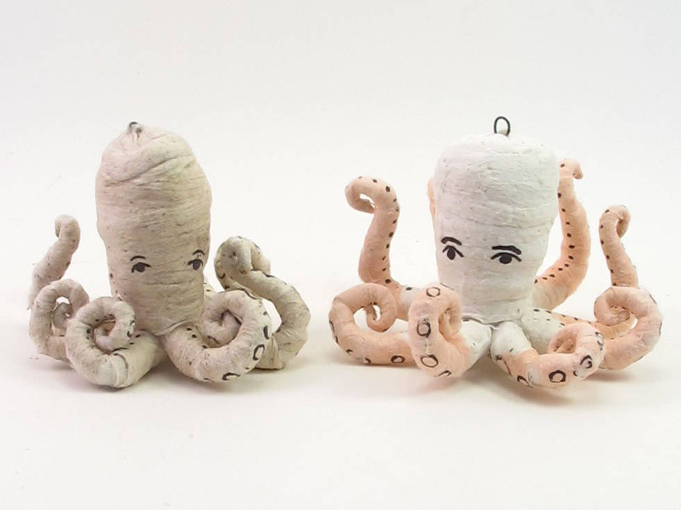 Vintage Inspired Spun Cotton Octopus Ornaments - Vintage by Crystal- Read more at Cottages and Bungalows!