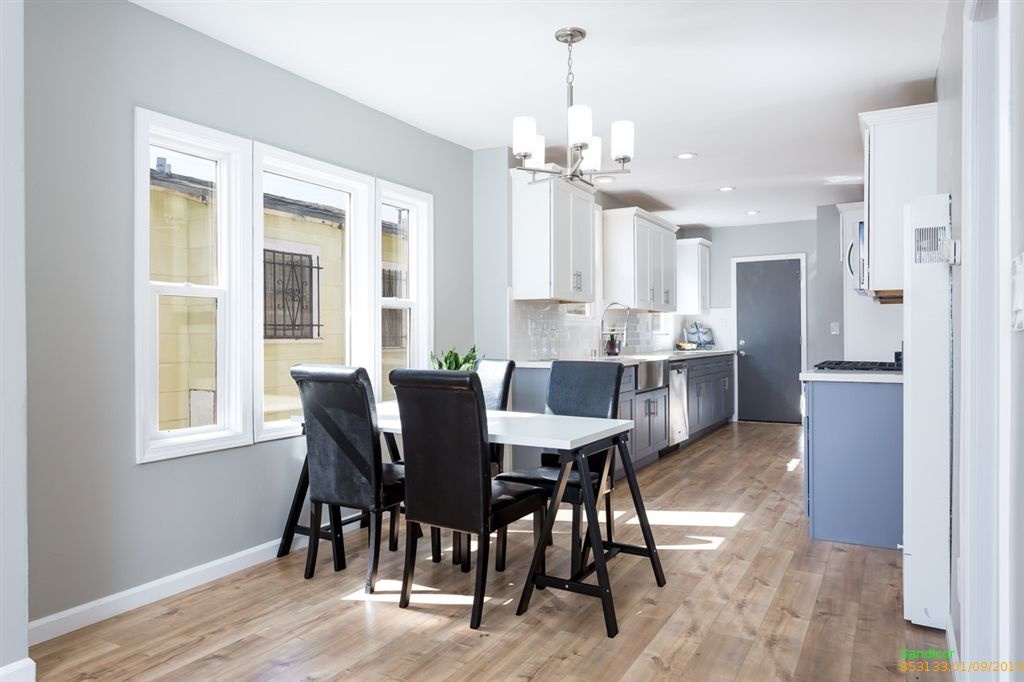 open plan kitchen and dining room