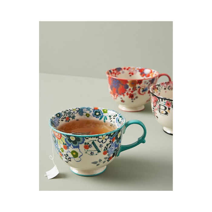 Floral Monogram mug with letter A from Anthropologie