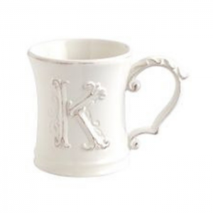 Ornate White Mug with Monogram Letter K