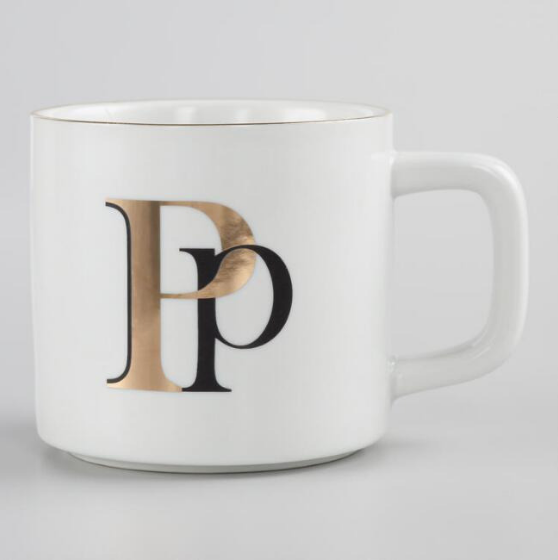 White Mug with Monogram Letter P
