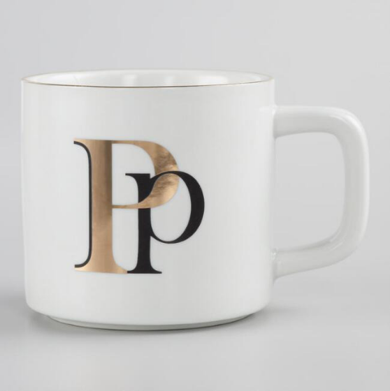 Monogramed Gold Single Initial Coffee Mug – Southern Touch Monograms