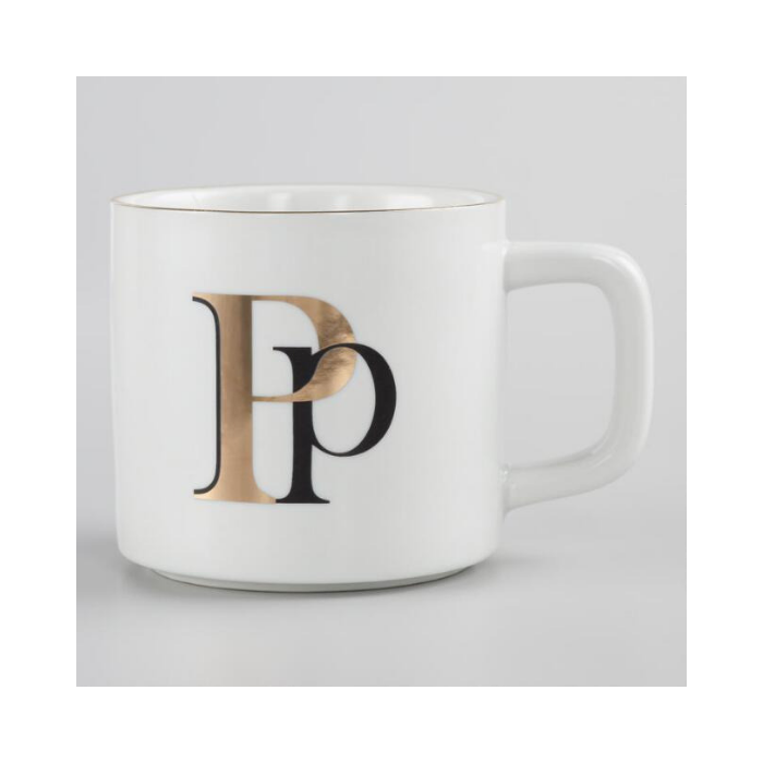 White Mug with Monogram Letter P
