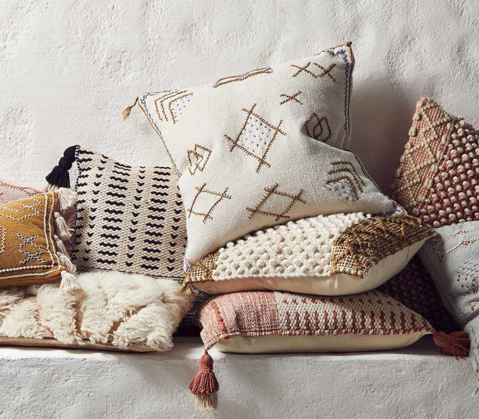 pile of designer pillows