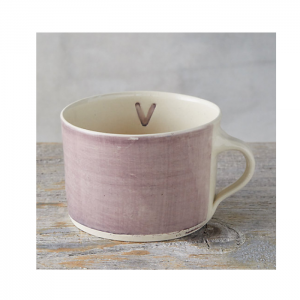 Lavendar Mug with Monogram V Inside