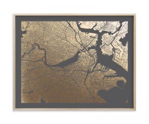 Gold Foil Map Valentine's Day Gift