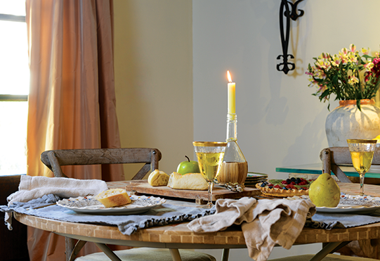 dining table with european linens and old world romance