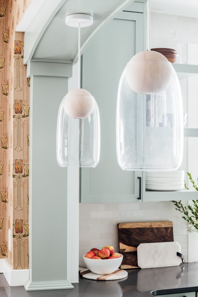 wood and glass pendant lights