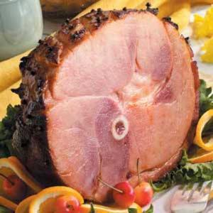 A glazed ham.
