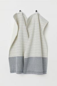 Two blue and white striped towels.