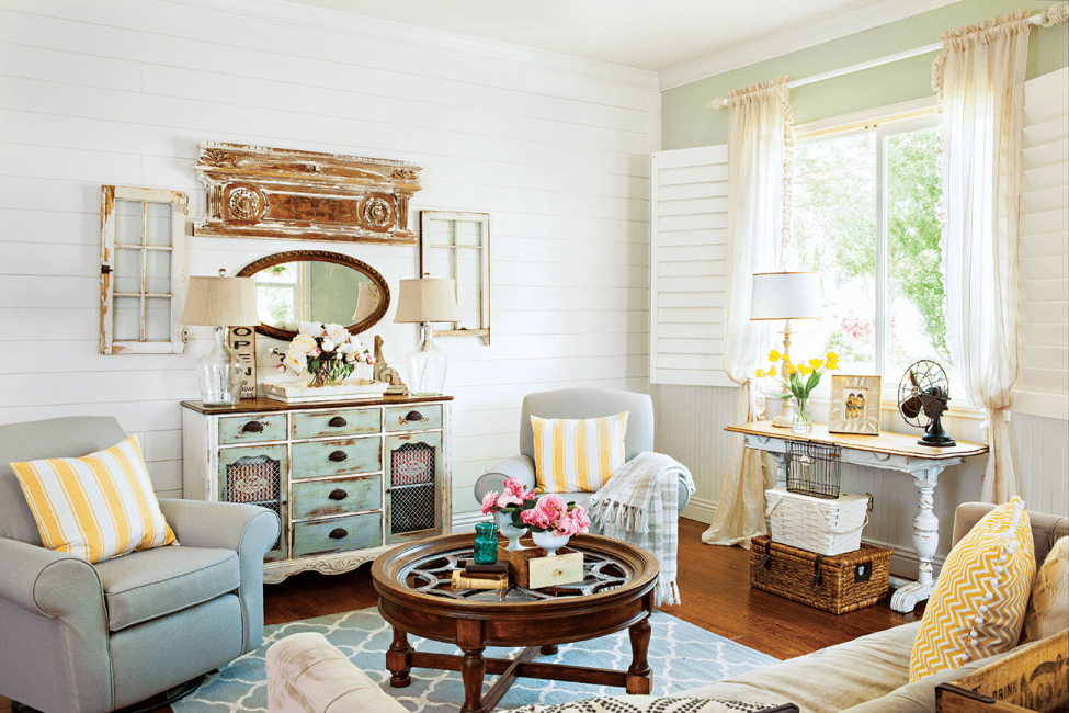 Bright Country Cottage Living Room Decorating Ideas