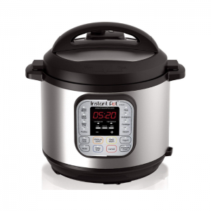 Black and silver Instant Pot.