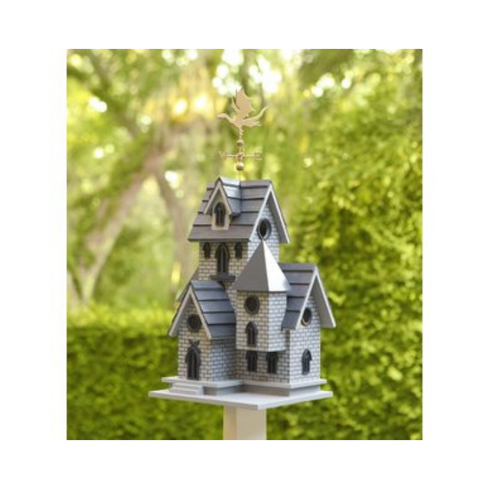 victorian style gray birdhouse