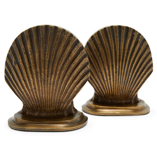 Bronze cast seashell bookends.