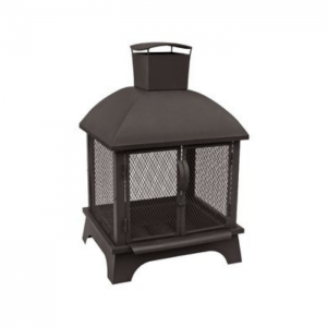 black metal freestanding fire pit