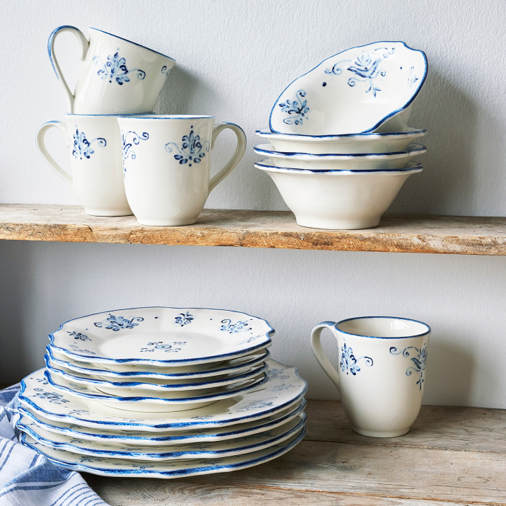 Blue and white china set