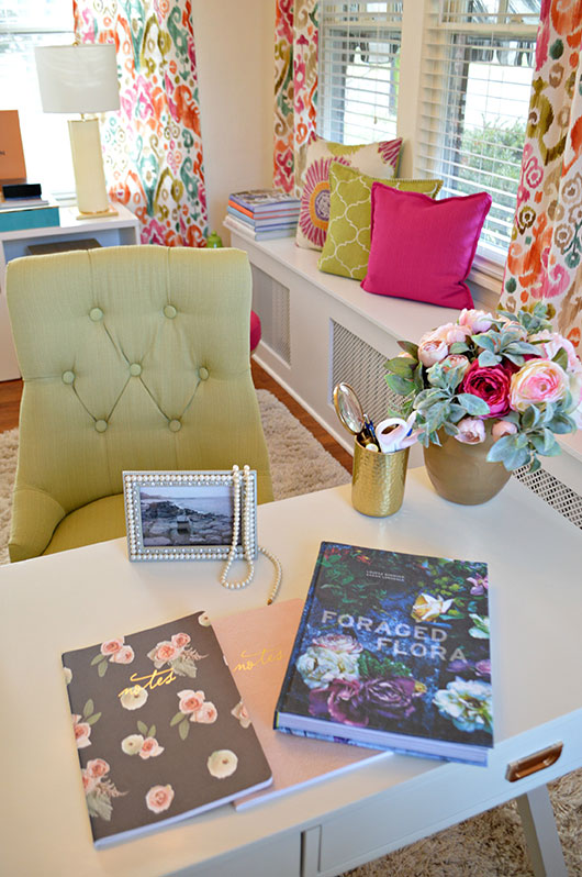 book of flowers on a romantic desk