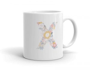 X monogram mug with eh x made of a flower collage