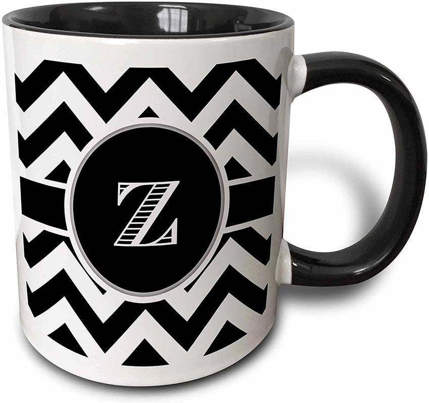 z monogram mug with zig zag design
