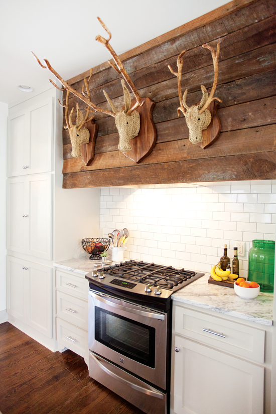 reclaimed wood above a cottage kitchen