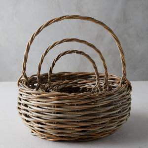 set of three whicker baskets