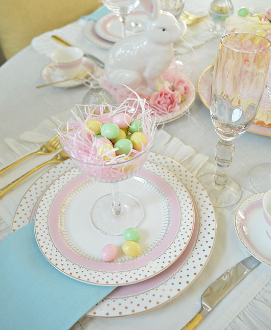 easter table setting with fine china