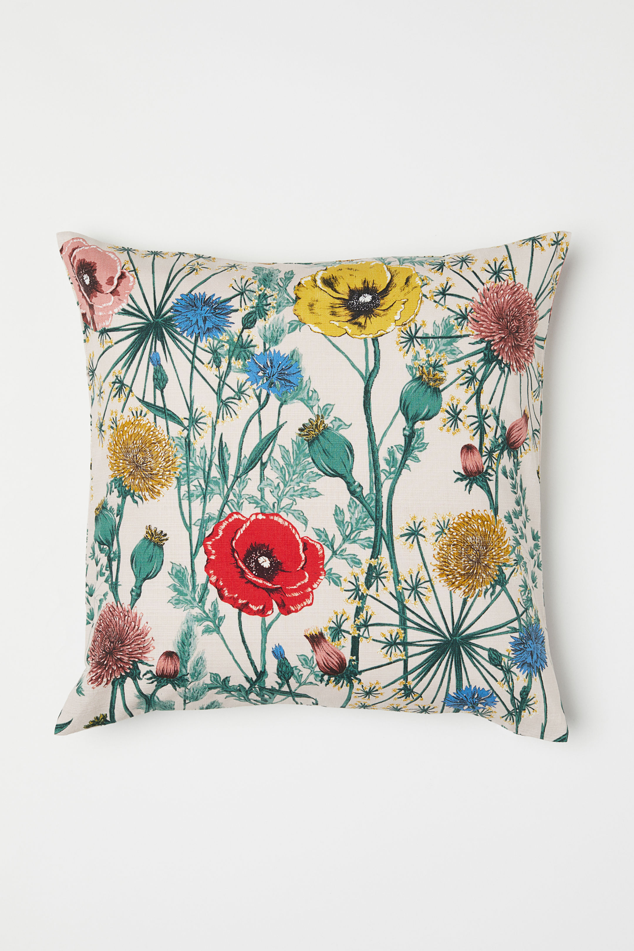 flower poppy patterned pillow