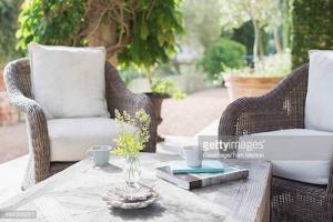 Patio chairs and table.