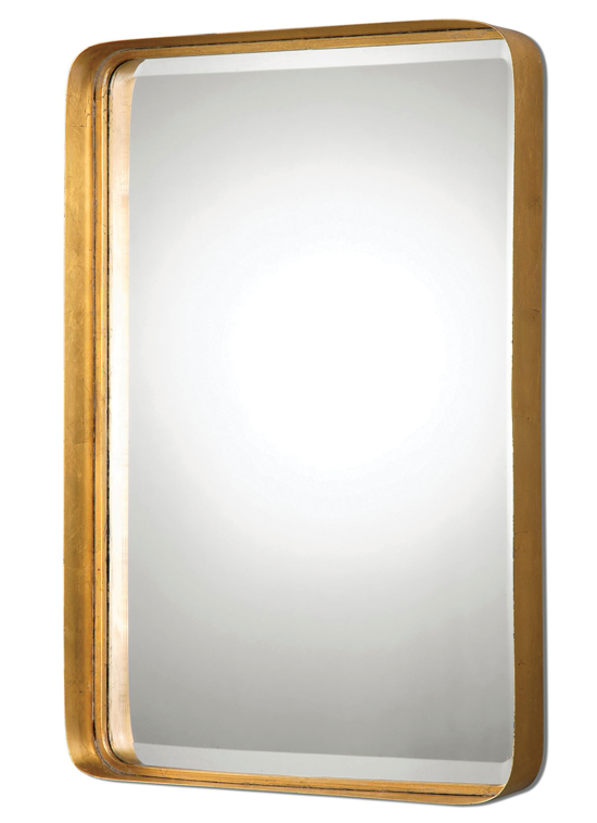 brass rounded corner mirror