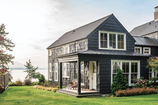 dark grey coastal cottage exterior