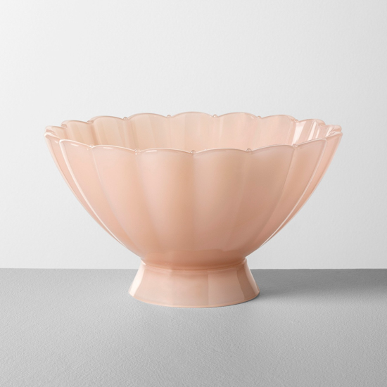 Pink depression glass imitation serving bowl