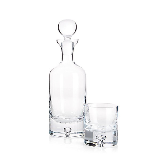 Crystal decanter and a matching rocks glass.