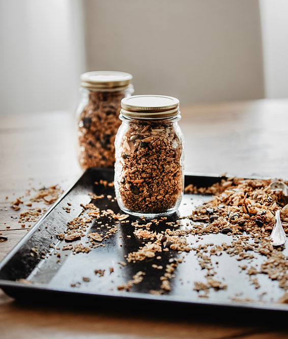 gluten free granola in a jar ready to be gifted