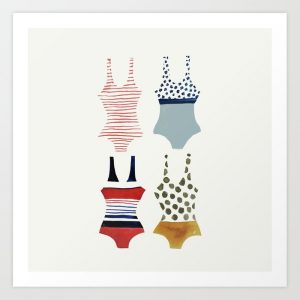 illustrated bathing suit wall summer art