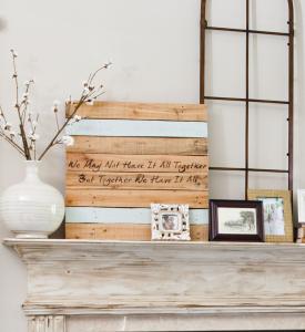 DIY rustic cottage word art.