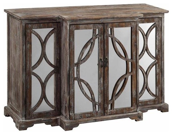 The Galloway rustic wooden sideboard with mirrored doors