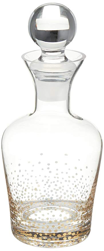 glass decanter with gold dot pattern