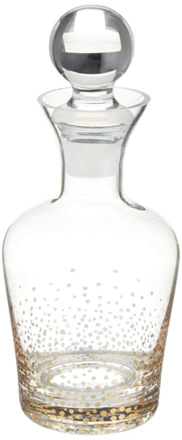 glass decanter with gold dot pattern