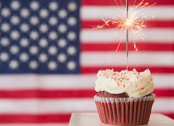 red velvet cupcake with sparkler