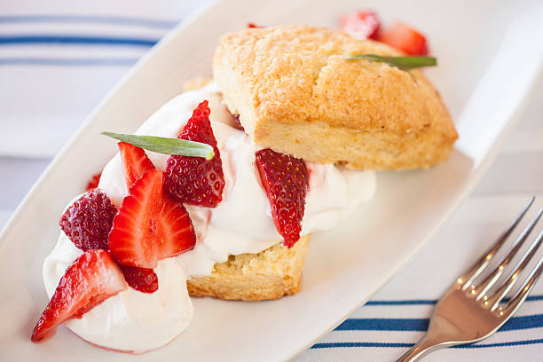 shortcake with fresh cream and strawberries