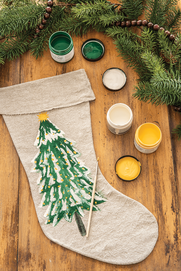 How To Make DIY Painted Christmas Stockings - Cottage style