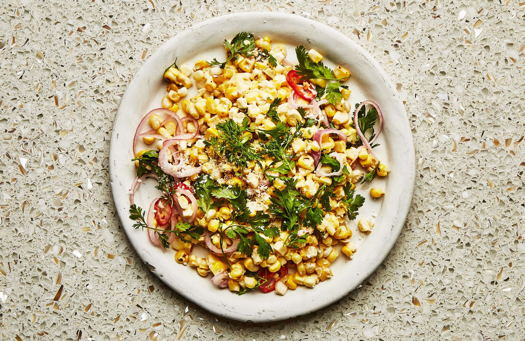 charred corn salad with lime and cilantro