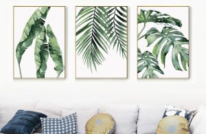 palm tree canvas above couches