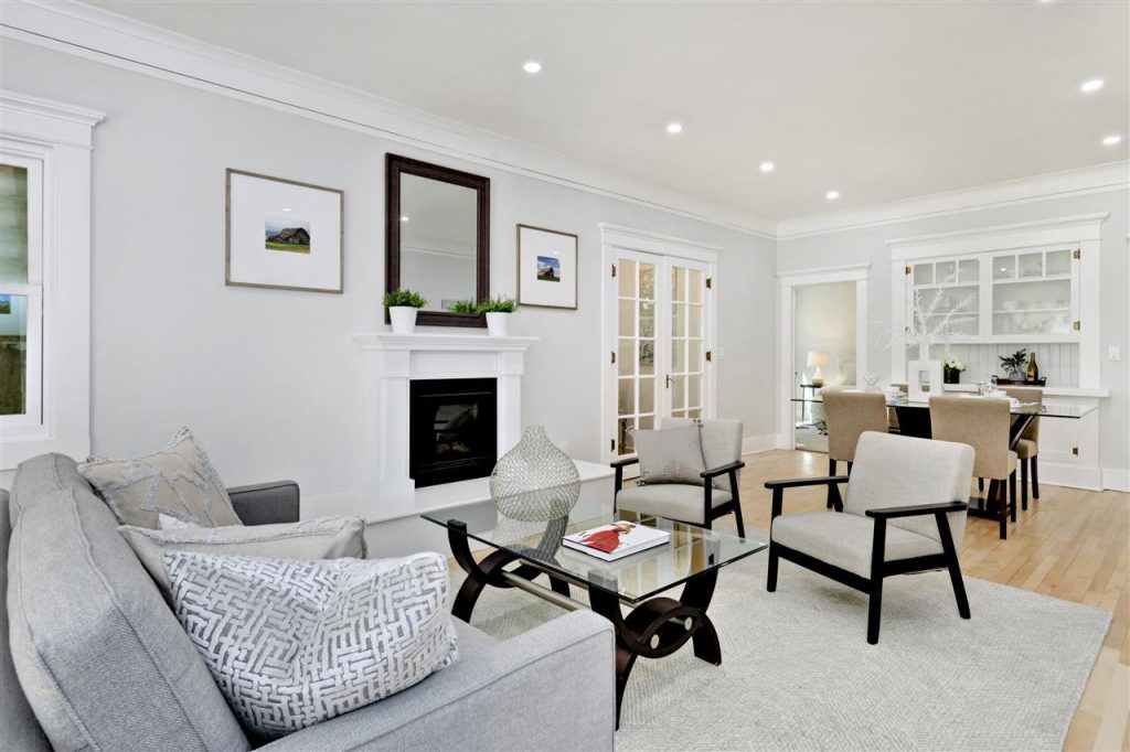 updated cottage living room all white