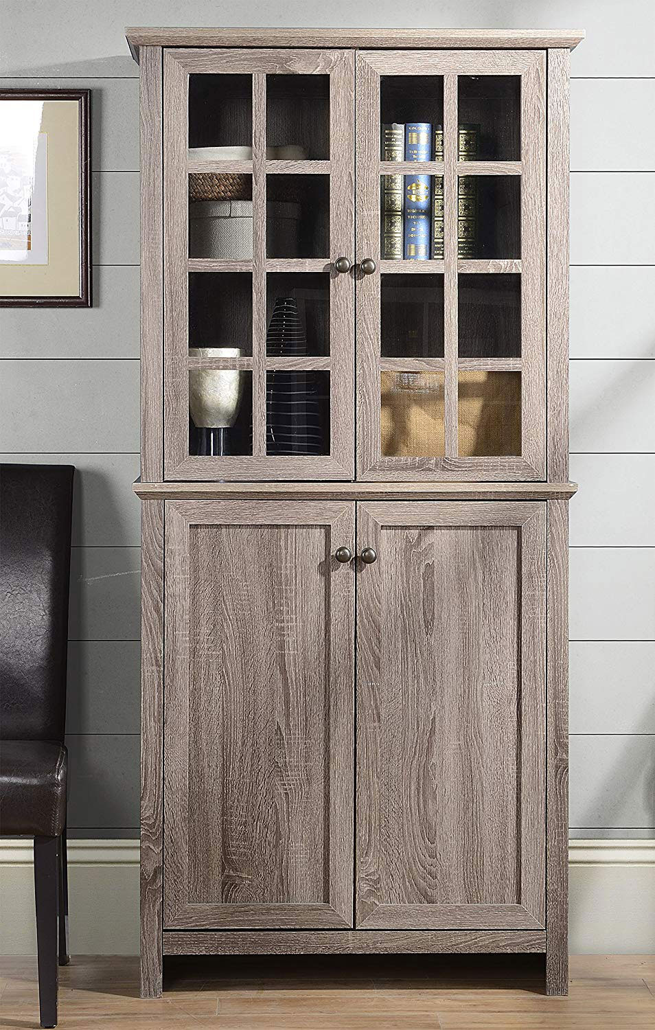 Tall wooden china cabinet. 