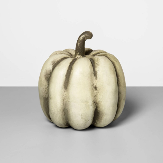 Decrative Papier-Mâché white and gray Pumpkin.